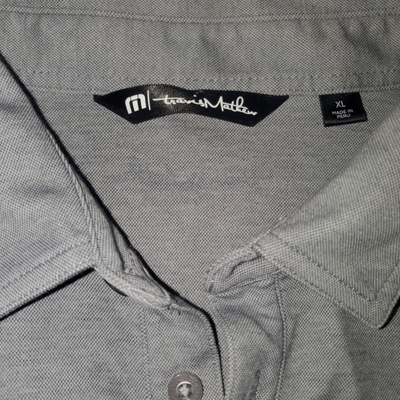 Travis Mathew Polo Shirt Adult Extra Large Gray Striped Golf Casual Lightweight - Picture 3 of 7